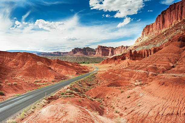 Red Mountains Beautiful Red mountains in Capitol Reef - national park in Utah, USA. capitol reef national park stock pictures, royalty-free photos & images