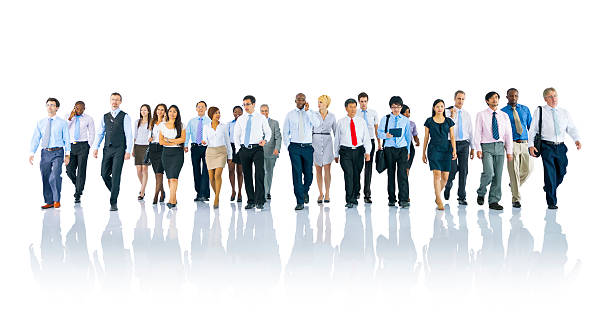 istock A group of people dressed professionally walking towards us 170107483