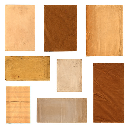 Brown paper in various shades, shapes and sizes - useful for backgrounds.