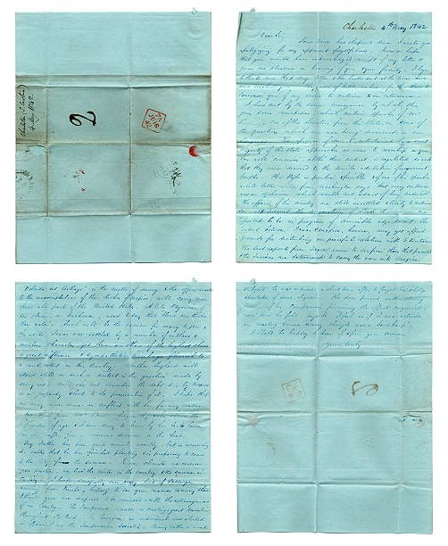 アメリカの歴史から 1842 手書き文字 - handwriting old fashioned letter old ストックフォトと画像