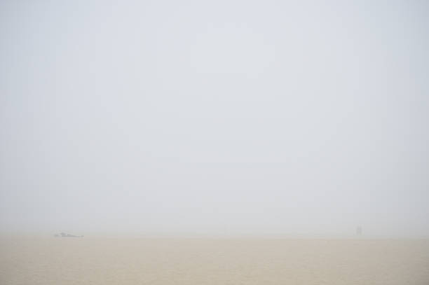 Venice Beach, morning fog, it's gray, very gray, near boardwalk.