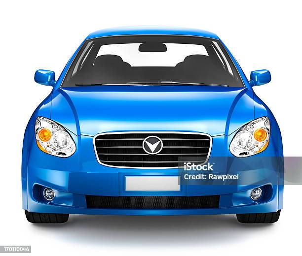 Photorealistic Illustration Of Blue Car Stockfoto en meer beelden van Auto - Auto, Frontaal, Blauw