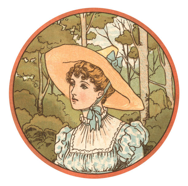 A pretty young woman wearing a large hat. From “Pretty Peggy and Other Ballads”, illustrated by Rosina Emmet and published by Dodd, Mead & Company of New York in 1880. Please see my lightboxes for lots more.
