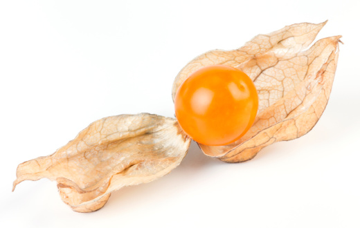 Close-up of Physalis on white background.