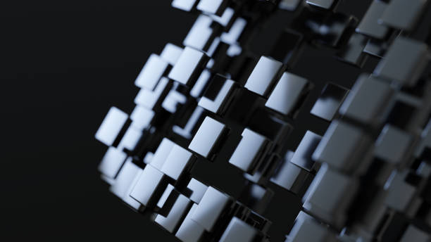istock Black and glossy square shapes. Randomise, abstract background 1701119507