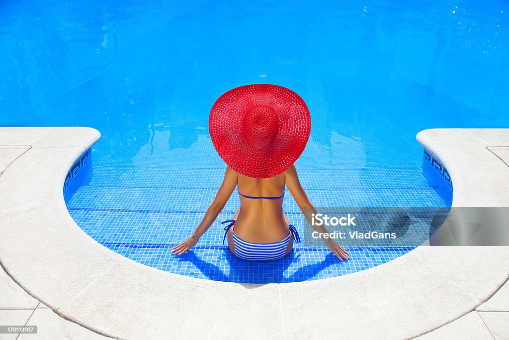 Frau Entspannung in ein resort-Swimmingpool - Lizenzfrei Draufsicht Stock-Foto