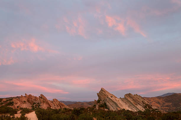 rochedos de vasquez, rosa pôr-do-sol - vasquez rocks imagens e fotografias de stock