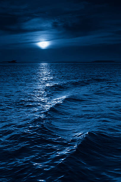 istock Beautiful Midnight Ocean View With Moonrise And Calm Waves 170113393