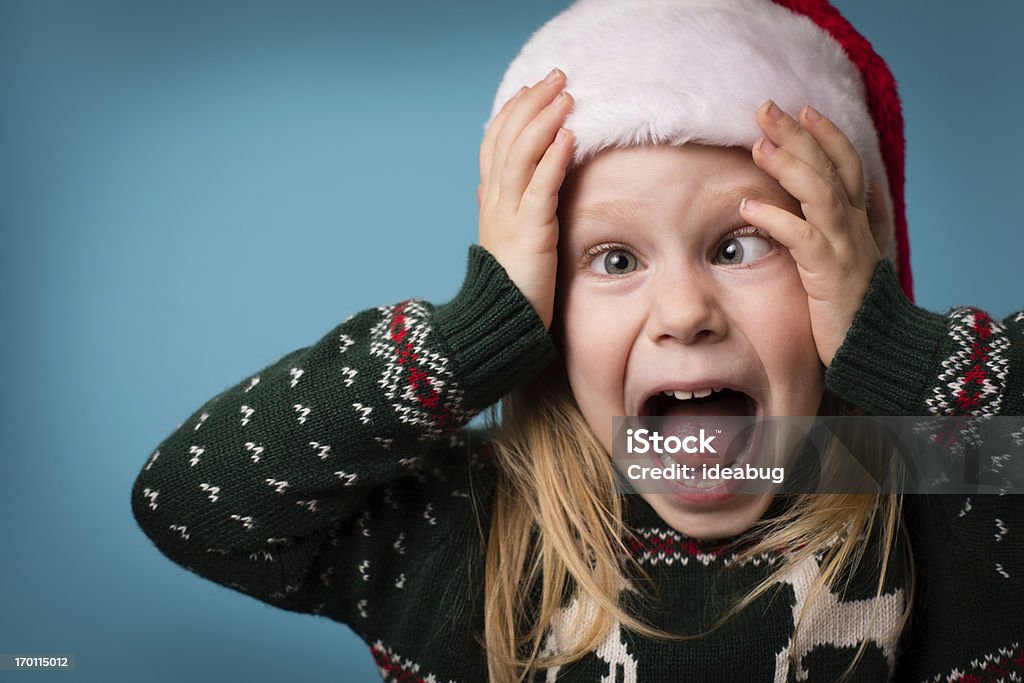 Santa s Little Helper stressées et portant Chapeau de Noël - Photo de Noël libre de droits