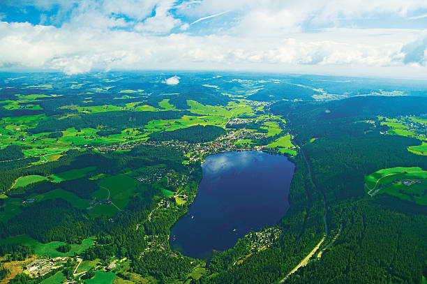 Aerical view of black forest landscape stock photo