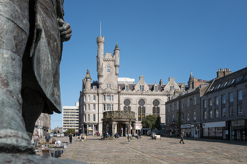 1 September 2023. Castlegate,Aberdeen,Scotland. This is a view along the Castlegate area of Aberdeen City on a sunny afternoon.