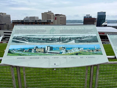 Halifax, NS, CAN, 8.13.23 - A sign outside of the Citadel explaining the view from the overlook.
