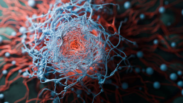 Cancer malignant cells Cancer malignant cells - 3d rendered image, abstract enhanced scanning electron micrograph (SEM) of cancer malignant cells. Visual of overall shape of the cell's surface at a very high magnification. Medical research concept. electron microscope stock pictures, royalty-free photos & images