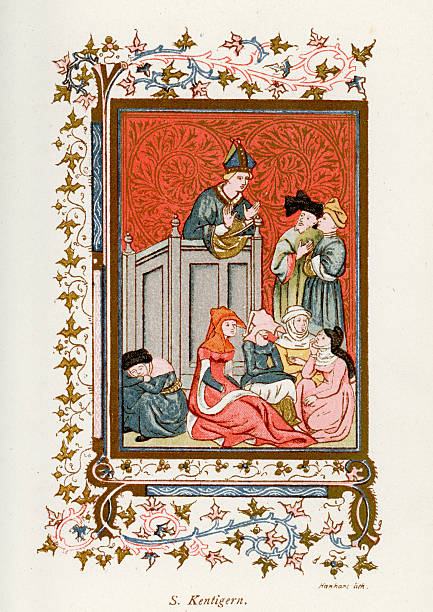 ilustrações de stock, clip art, desenhos animados e ícones de saint kentigern - circa 6th century