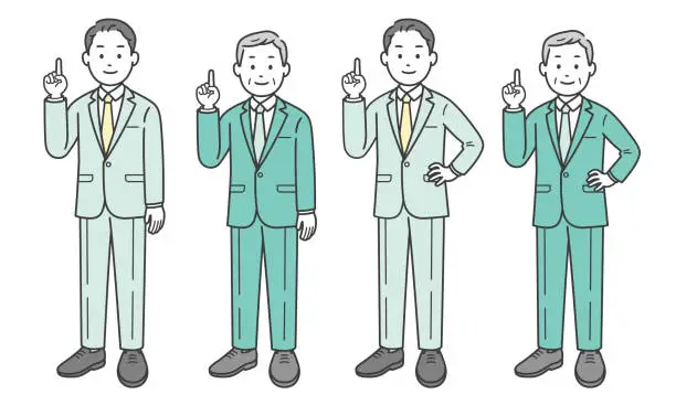 Vector illustration of Businessman pointing with one hand
