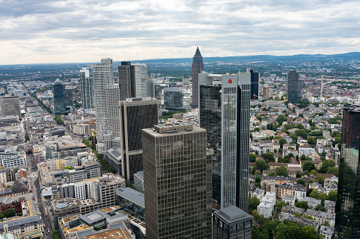 Frankfurt am Main, Germany, Hessen, August 08, 2023: Sparkasse Bank. PWC. Volksbank.