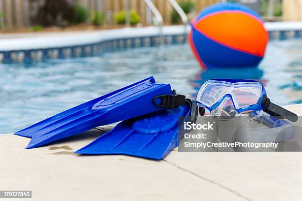 Swimming Pool Equpment Stock Photo - Download Image Now - Diving Flipper, Protective Eyewear, Scuba Mask