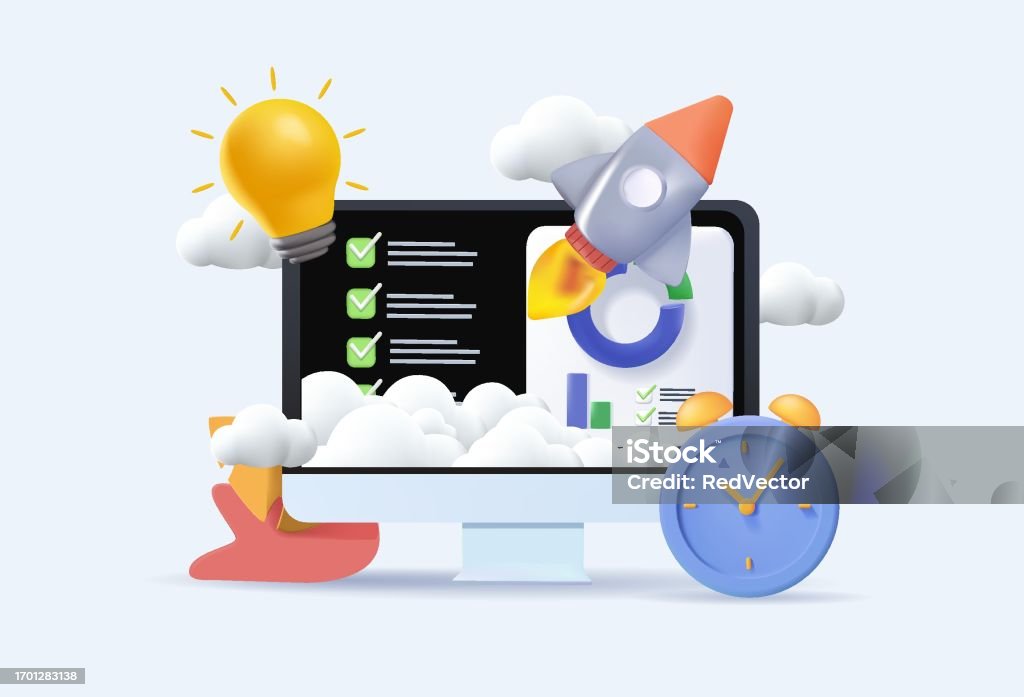 3d Project Implementation Abstract Concept Vector Illustration 3d ...