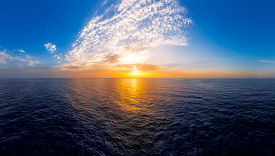 Nature backgrounds sunset or sunrise in the ocean. High resolution image.