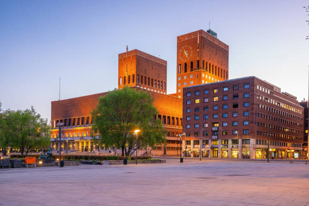 istock Oslo City Hall in Norway at twilight 1701337220