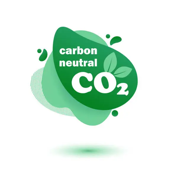 Vector illustration of Neutral carbon  CO2 stamp. Stiker neutral carbon dioxyde footprint .