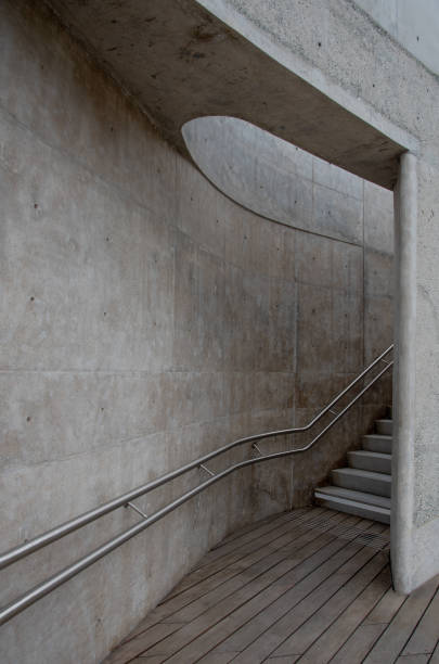 istock Empty concrete modern stair outdoor. Futuristic architecture 1701341328