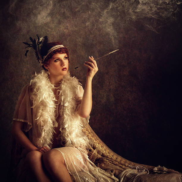 retro woman smoking cigarette