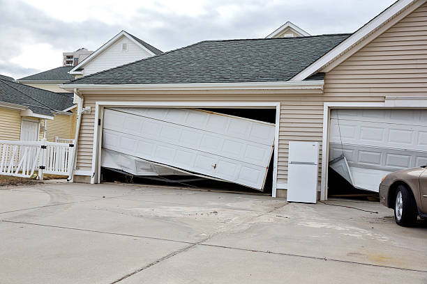 Weather: Hurricane Sandy Damage in New Jersey Picture taken after Hurricane Sandy. Damaged garage.RM superstorm stock pictures, royalty-free photos & images