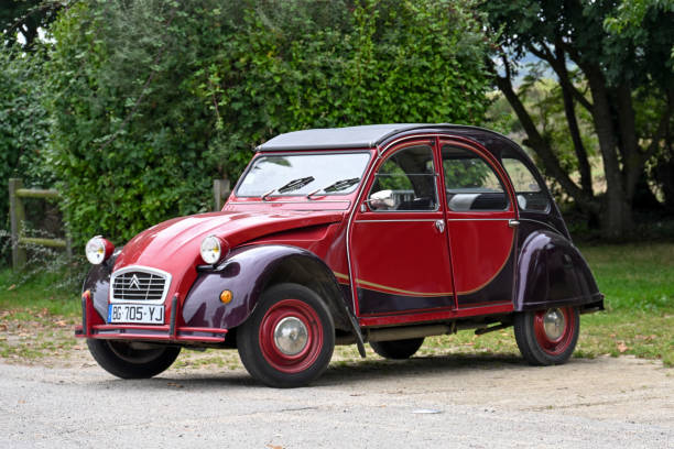 Hillion, Côte du Goëlo, France, September 2, 2023 - Citroen 2CV Charleston from 1980.