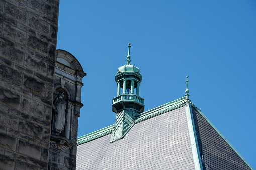 A closer view of the Legislature Building in Victoria, BC.