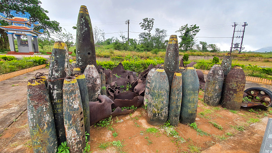 Bomb And Bomb Fragments Exhibition At Former Khe Sanh Combat Base (Ta Con Airport Base).