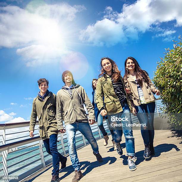 Happy Group Of Friends Stock Photo - Download Image Now - University Student, Multiracial Group, Adolescence