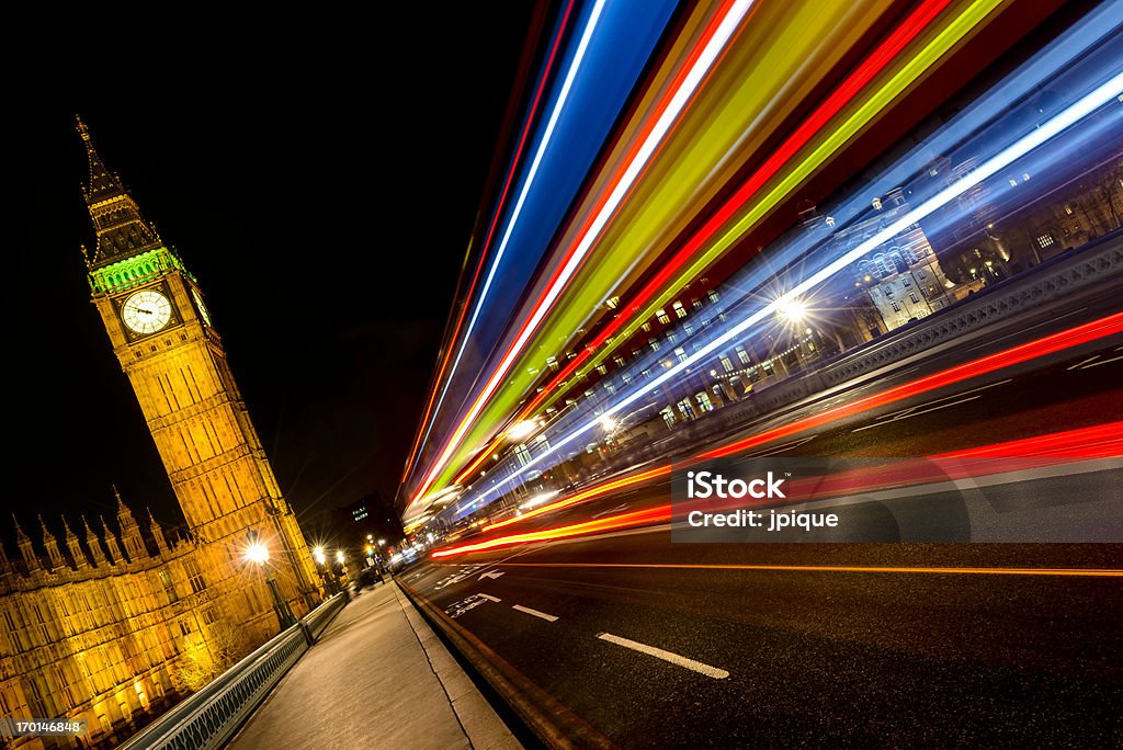 Por la noche, las luces de la ciudad de Londres y - Foto de stock de Puente Westminster libre de derechos