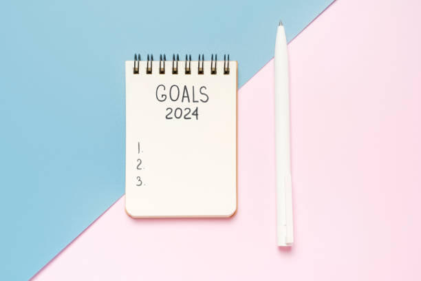 istock The inscription goals 2024 on notepad on pink and blue background. 1701472848