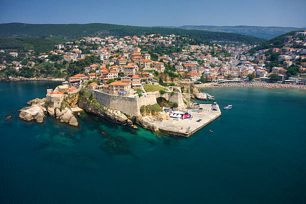 Ulcinj, Montenegro (aerial view) stock photo