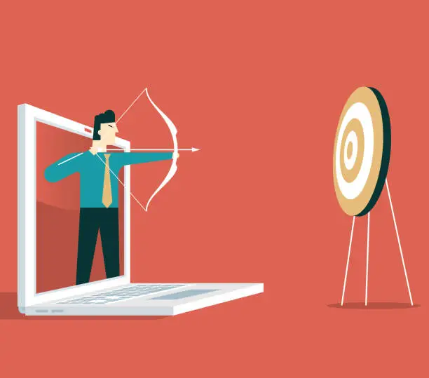 Vector illustration of Hitting the target - Businessman