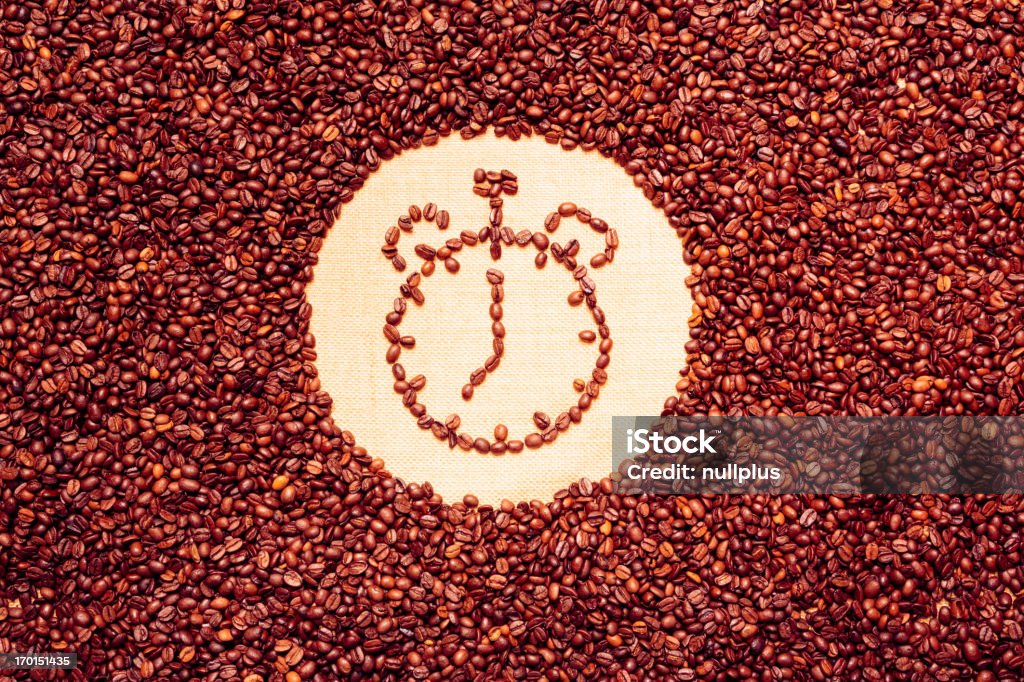 コーヒー豆の背景 - 時計のロイヤリティフリーストックフォト