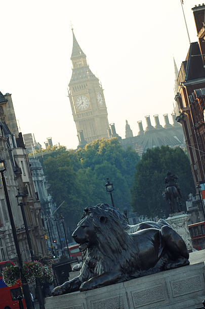 istock Big Ben and Trafalgar Square Lion London 170153768