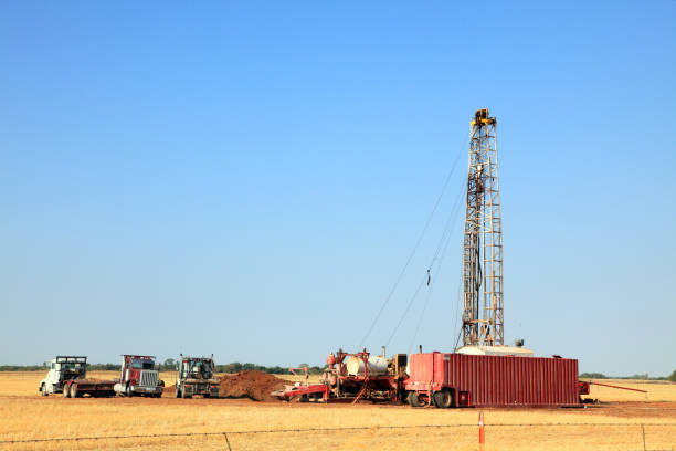 Iron oil derricks in the World's Richest Acre Park in downtown Kilgore, where the greatest concentration of oil wells in the world once stood, in Gregg and Rusk counties, Texas, USA