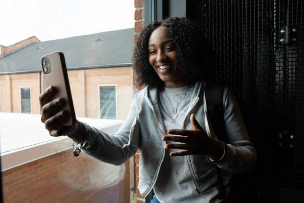 istock Young woman on a video call 1701584719