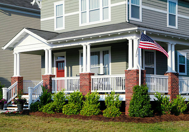 istock Front Porch with an American Flag 170160343