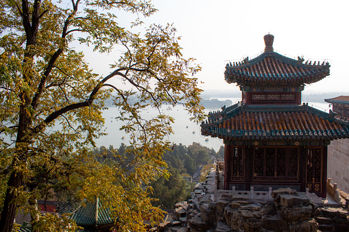 Middle reaches of painting of Summer Palace. Summer Palace located in Beijing of China. It was royal garden. Picture during autumn
