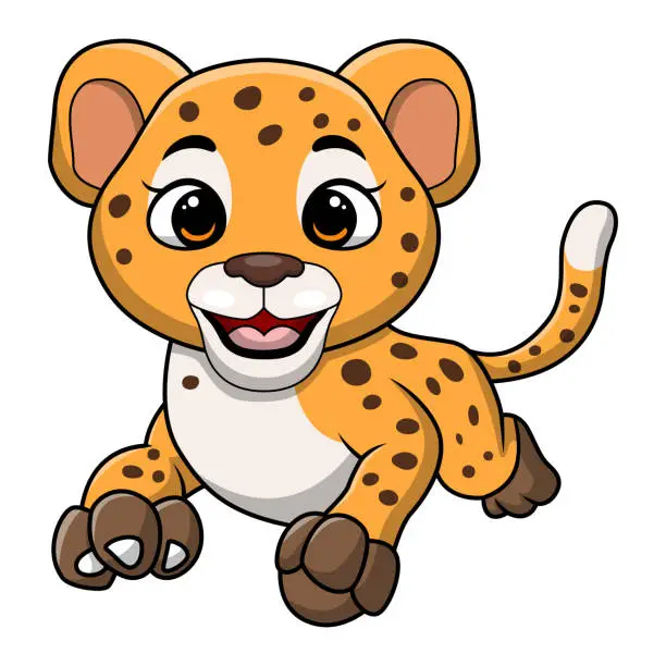 Vector illustration of Cute leopard cartoon on white background