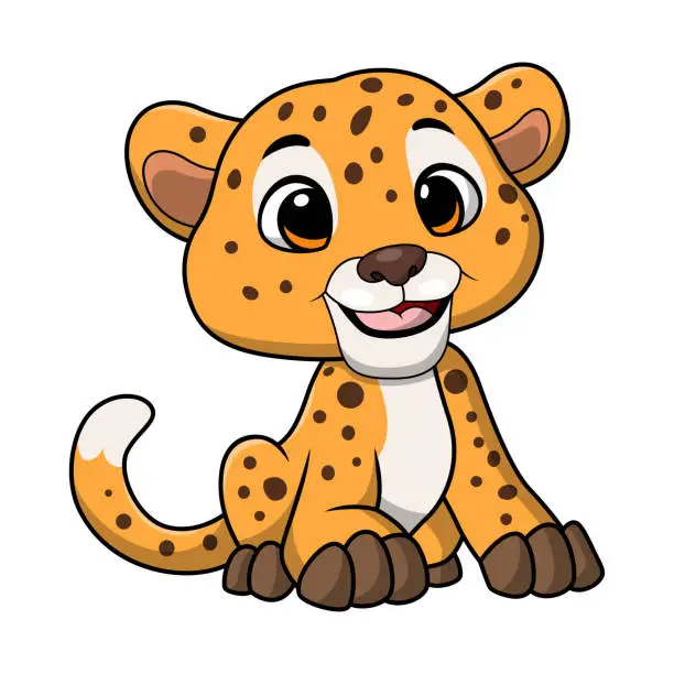 Vector illustration of Cute leopard cartoon on white background