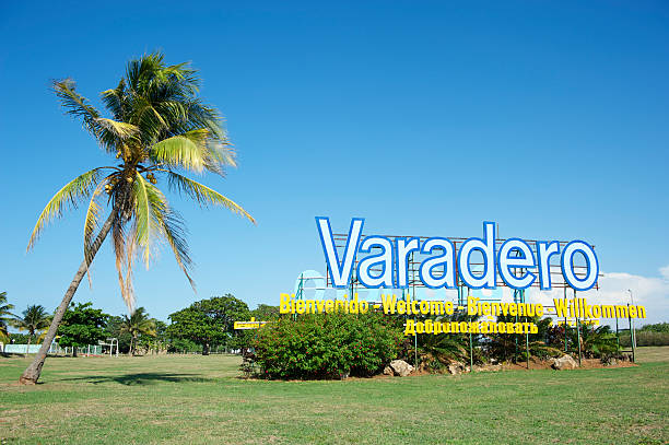 istock Varadero Cuba Welcome Sign with Palm Tree 170162015
