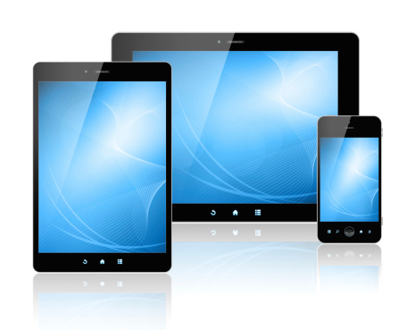 Digital Tablet PC and Smart Phone (Clipping path: screen & contour) isolated on white background.