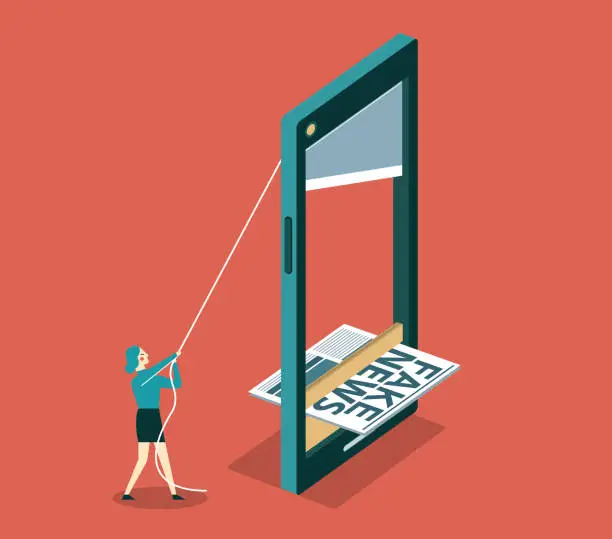 Vector illustration of Fake news - Guillotine