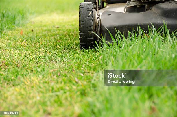 Lawn Mower And Spring Mowing Stock Photo - Download Image Now - Mowing, Lawn, Grass