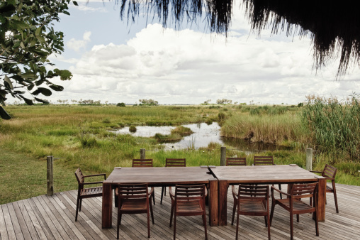 View from a tent  camp in the Okavango Delta in Botswana.