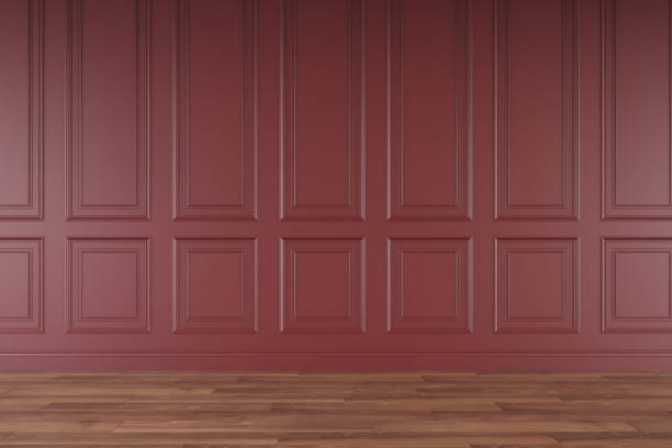 istock Mockup classic red wall interior. Floor parquet. Digital illustration. 3d rendering 1701694590